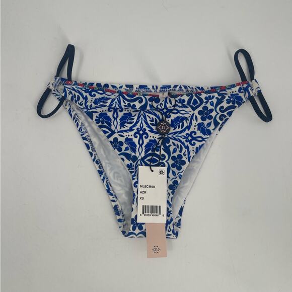 NANETTE LEPORE Bikini Bottom XS Talavera Vamp Azure Blue Beach Swim Resort NWT - Picture 15 of 16